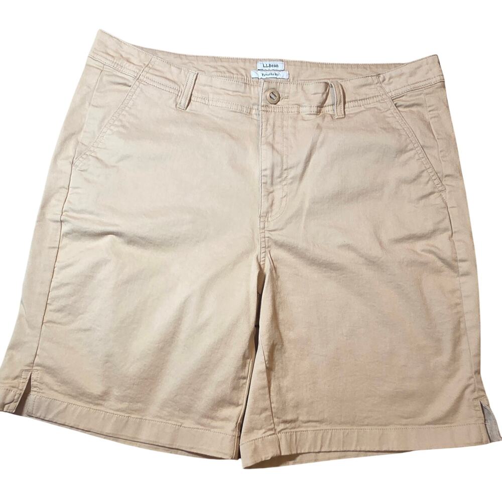 L.L. Bean Women's Shorts Favorite Fit sz 16, Khaki Length 8.5" Cotton Stretch